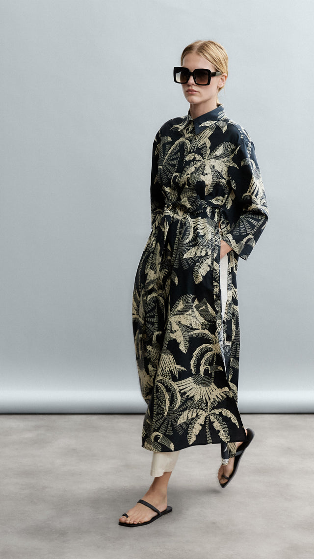 DRESSES/JUMPSUITS Palm Tunic Shirt Dress in Black Psophia