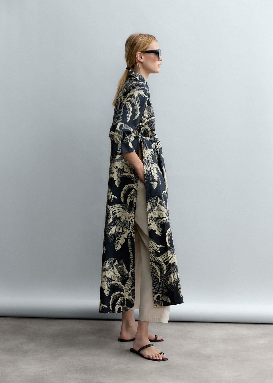 DRESSES/JUMPSUITS Palm Tunic Shirt Dress in Black Psophia