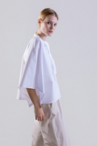 BLOUSES/SHIRTS/TOPS Baroque Ruffle Poplin Shirt in White Psophia