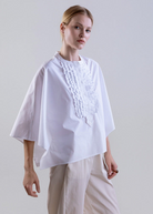 BLOUSES/SHIRTS/TOPS Baroque Ruffle Poplin Shirt in White Psophia