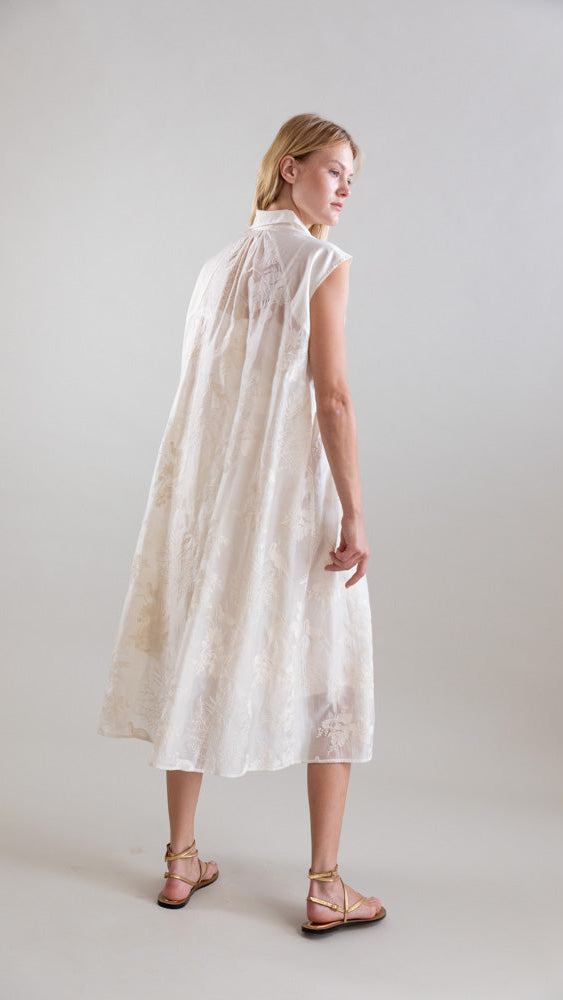 DRESSES/JUMPSUITS Ethereal Botanical Tencel Dress in Ivory Psophia