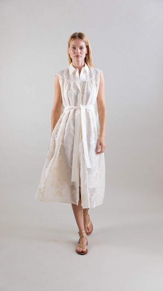DRESSES/JUMPSUITS Ethereal Botanical Tencel Dress in Ivory Psophia