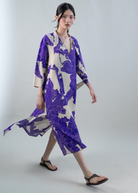 DRESSES/JUMPSUITS Contour Silk Mandarin Tie-Neck Midi Tunic in Cobalt Psophia