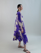 DRESSES/JUMPSUITS Contour Silk Mandarin Tie-Neck Midi Tunic in Cobalt Psophia