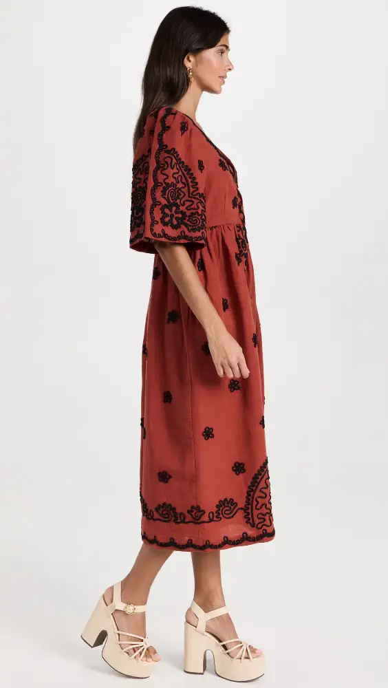 Dresses Rhode Karline Dress in Saddle Rennes Rhode Resort