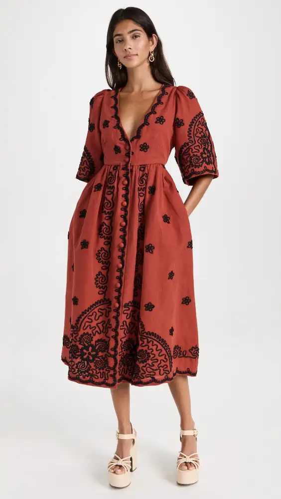 Dresses Rhode Karline Dress in Saddle Rennes Rhode Resort