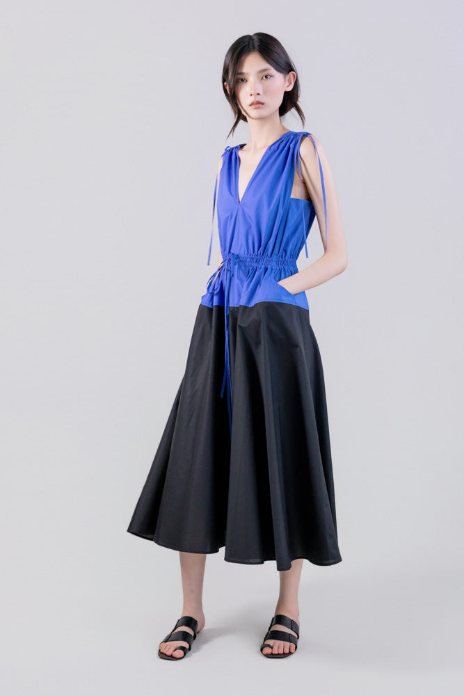 DRESSES/JUMPSUITS Two-Tone Color Block Dress in Royal Blue Psophia