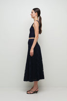 SKIRTS Verona Lace Midi Skirt in Midnight Simkhai