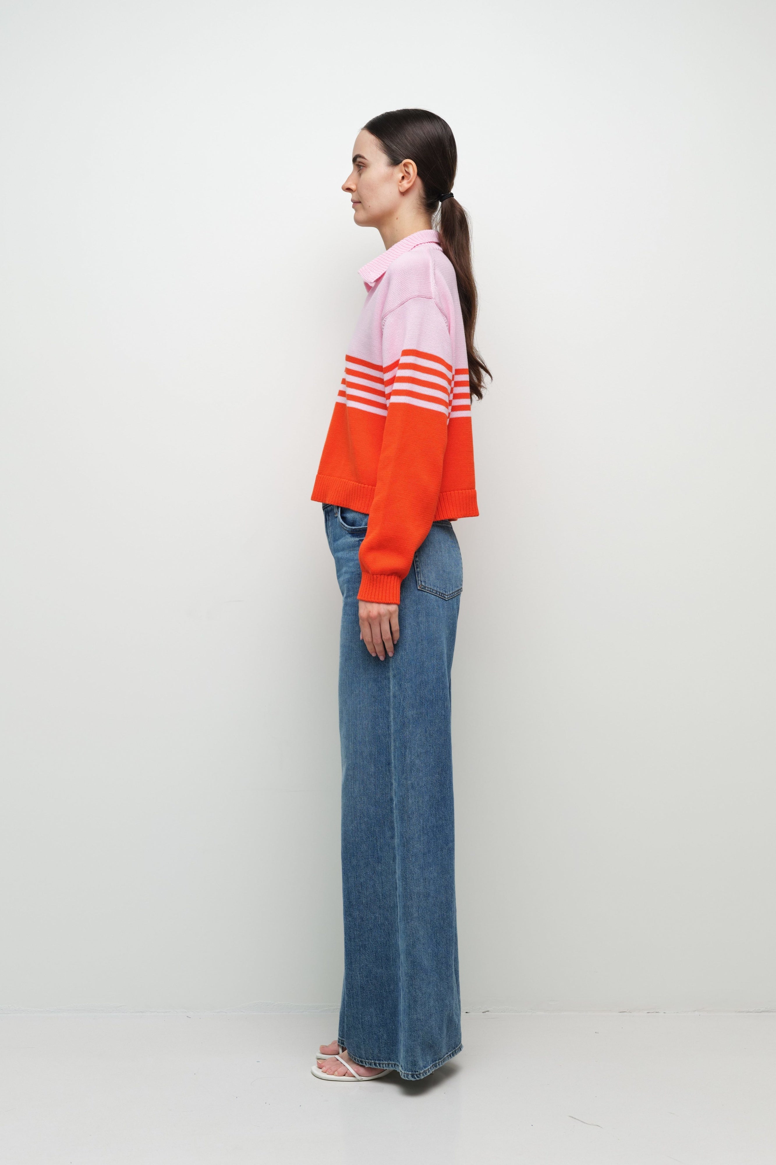 BLOUSES/SHIRTS/TOPS Jules Knit Polo in Lobster Stripe Simkhai