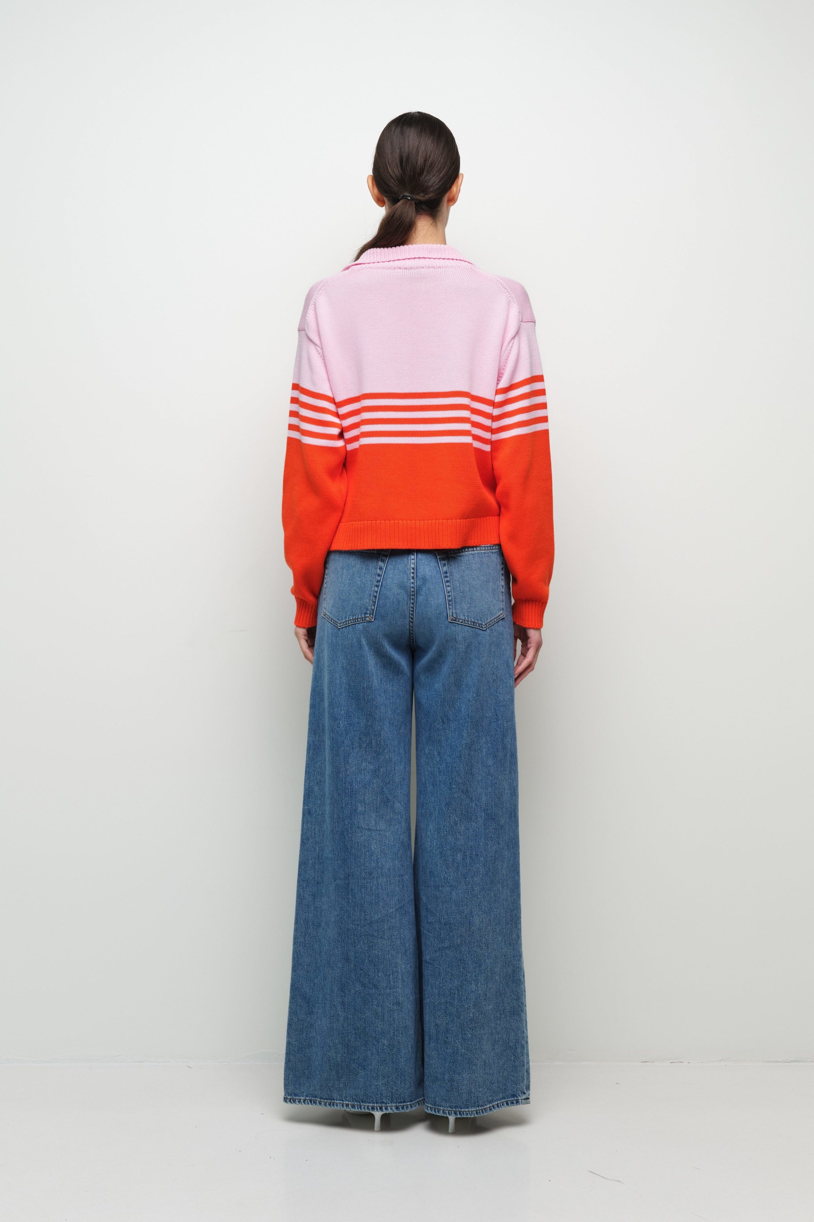 BLOUSES/SHIRTS/TOPS Jules Knit Polo in Lobster Stripe Simkhai
