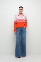 BLOUSES/SHIRTS/TOPS Jules Knit Polo in Lobster Stripe Simkhai