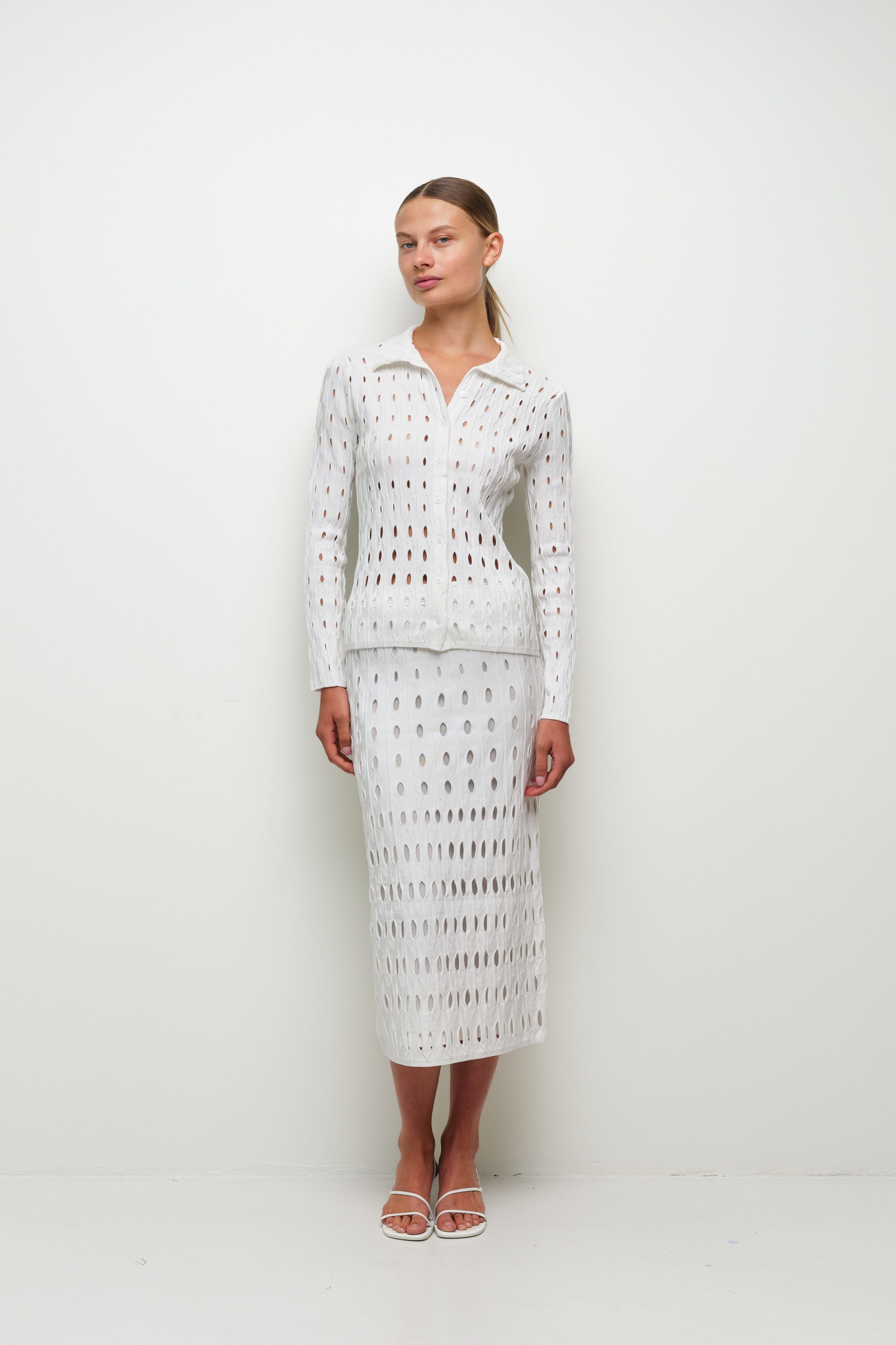 SWEATERS Ellsworth Knit Cardigan in Ivory Simkhai