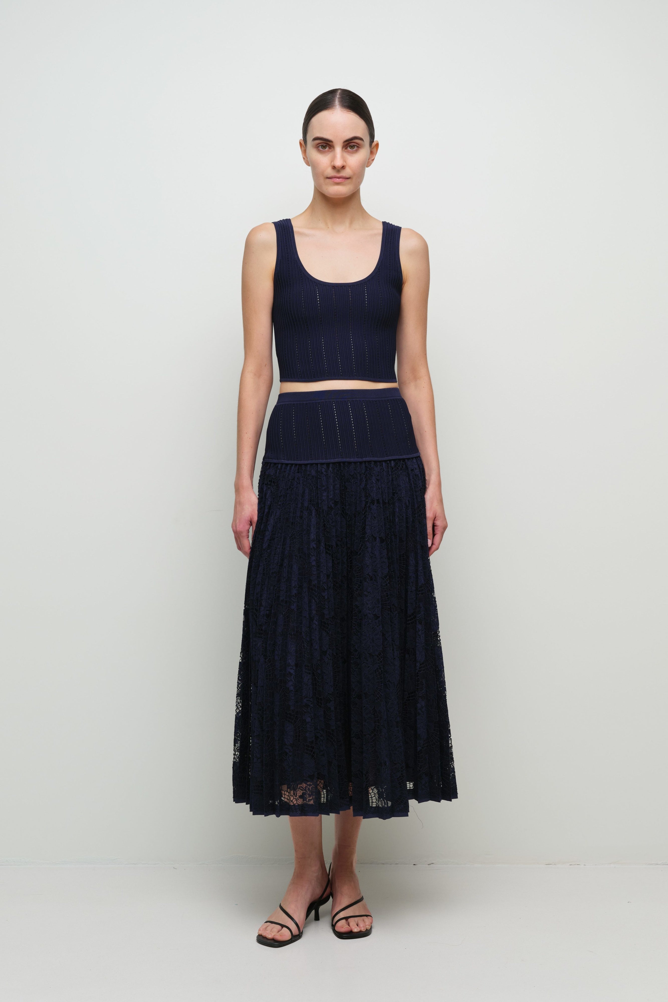 SNIDEL - megumi Verona Lace Midi Skirt in Midnight – Serafina