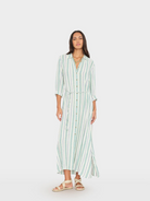 DRESSES/JUMPSUITS Bowen Dress in Blue Moss Stripe Xirena