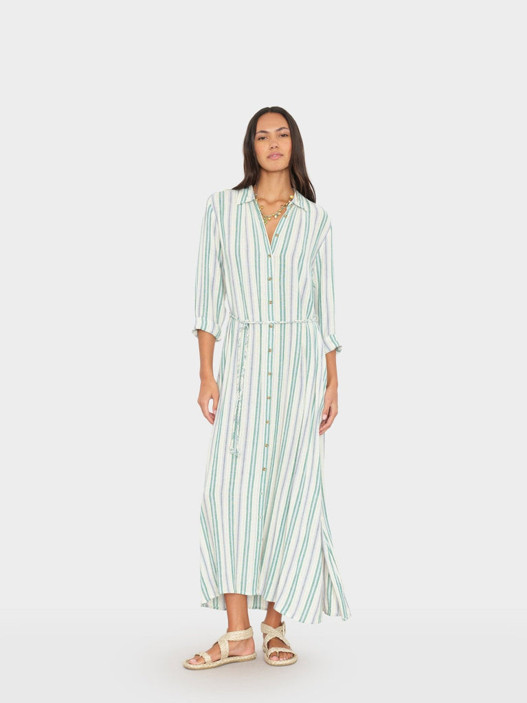 DRESSES/JUMPSUITS Bowen Dress in Blue Moss Stripe Xirena