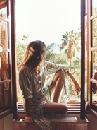 DRESSES/JUMPSUITS Bowen Dress in Blue Moss Stripe Xirena