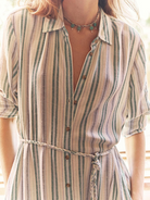DRESSES/JUMPSUITS Bowen Dress in Blue Moss Stripe Xirena