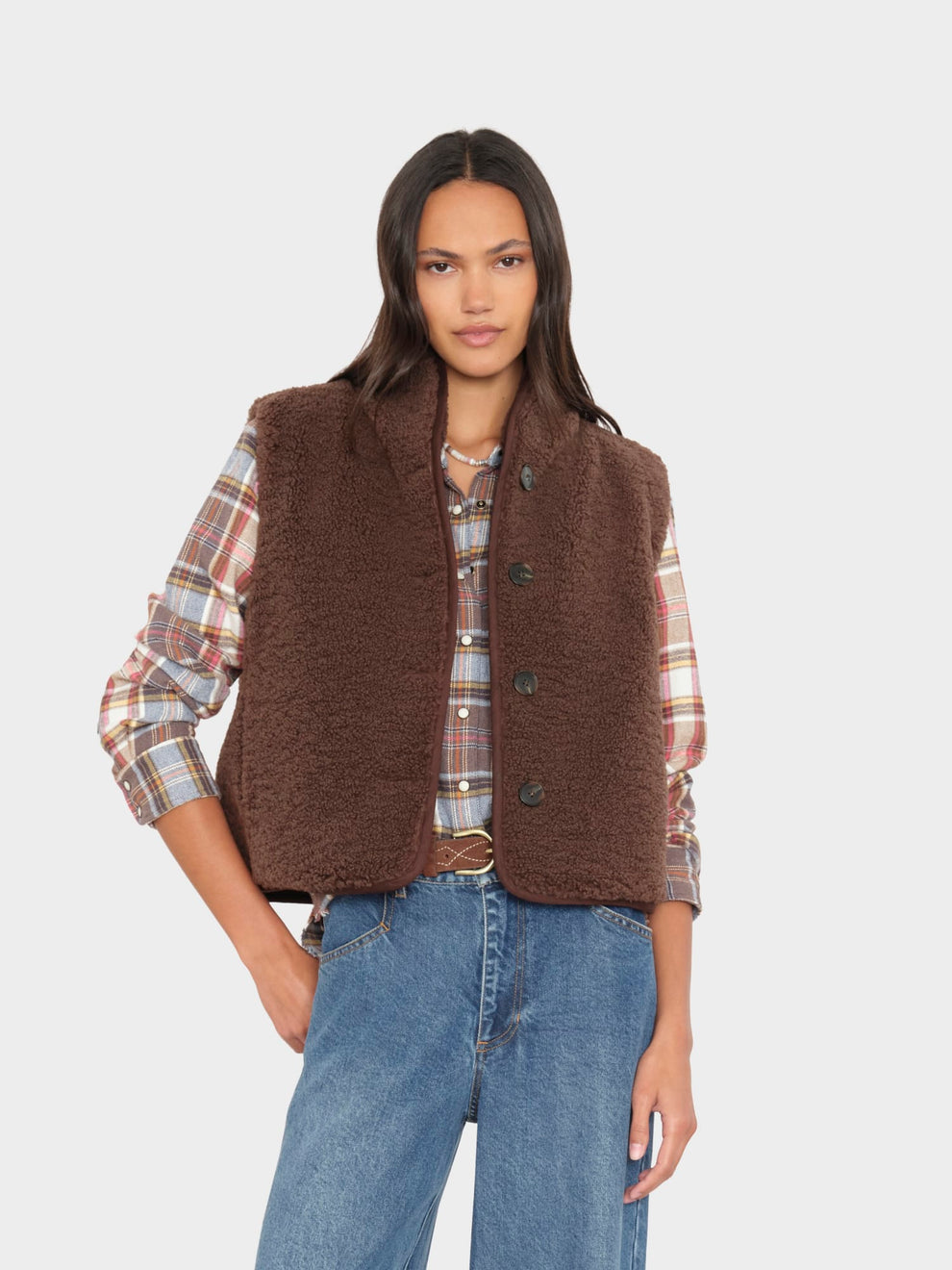 BLOUSES/SHIRTS/TOPS Kensi Vest in Chocolate Brown Xirena