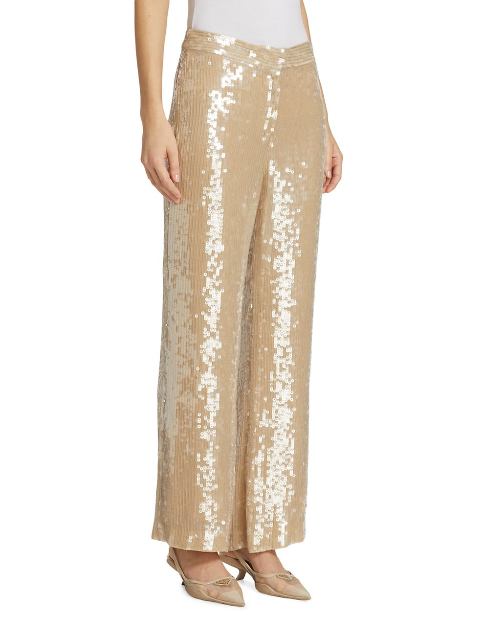 【Nili Lotan】 Yseult sequinedパンツ Nili Lotan Yseult Sequin Pants in Khaki – Serafina