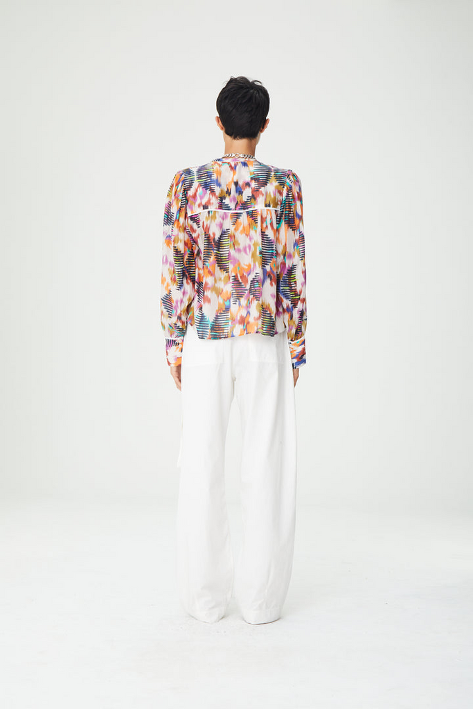 Tops Maria Cher Chalten Celia Blouse in Rainbow Ikat Maria Cher