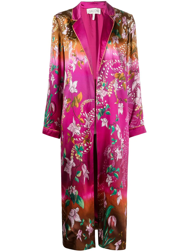 Dresses Saloni Silk Satin Wrap in Plum Cascade Saloni