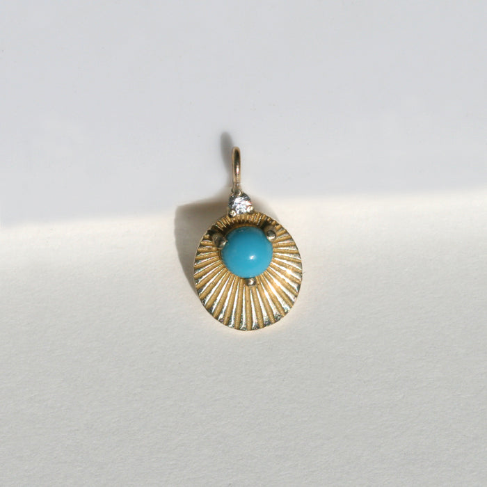 Necklaces Kimberly Doyle Turquoise and Diamond Oval Necklace in Yellow Gold Kimberly Doyle