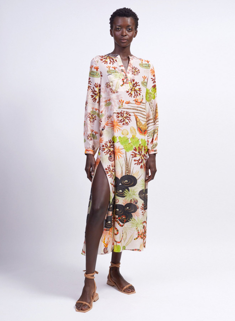 Dresses Love Binetti Soho Silk Dress in Cream Print Love Binetti
