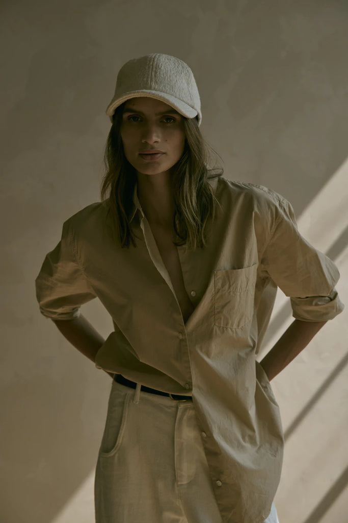 Hats Janessa Leone Halle Ball Cap in Ecru Janessa Leone