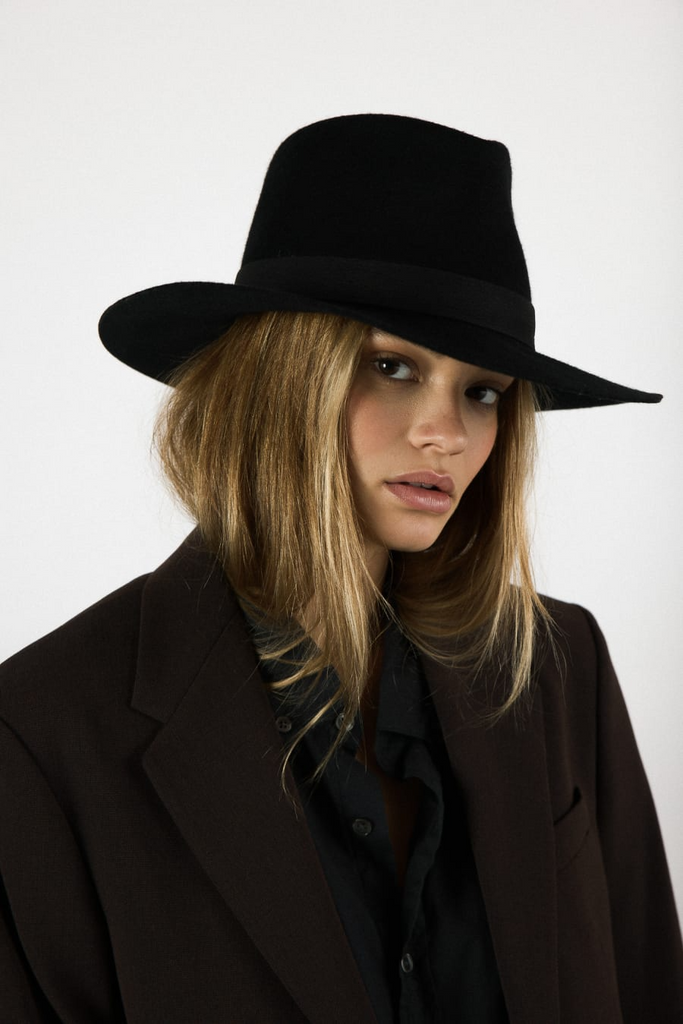 Hats Janessa Leone Luca Wool Hat in Black Janessa Leone