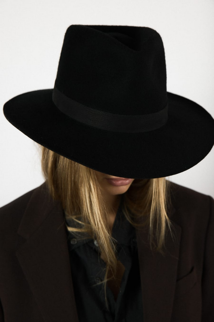 Hats Janessa Leone Luca Wool Hat in Black Janessa Leone