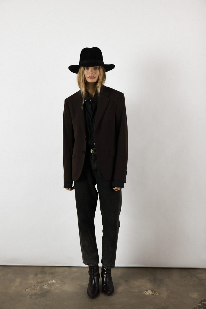 Hats Janessa Leone Luca Wool Hat in Black Janessa Leone