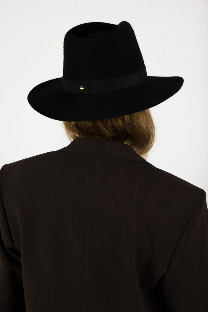 Hats Janessa Leone Luca Wool Hat in Black Janessa Leone