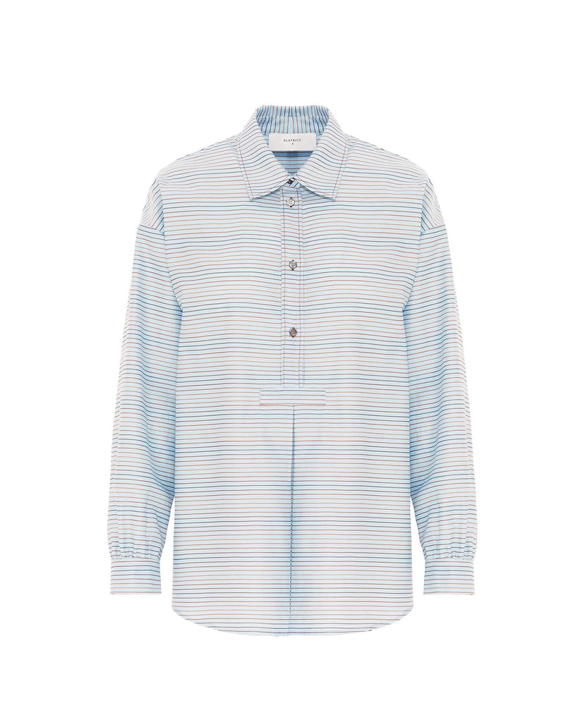 Tops Beatrice B Striped Polo Shirt in Blue Stripe Beatrice B