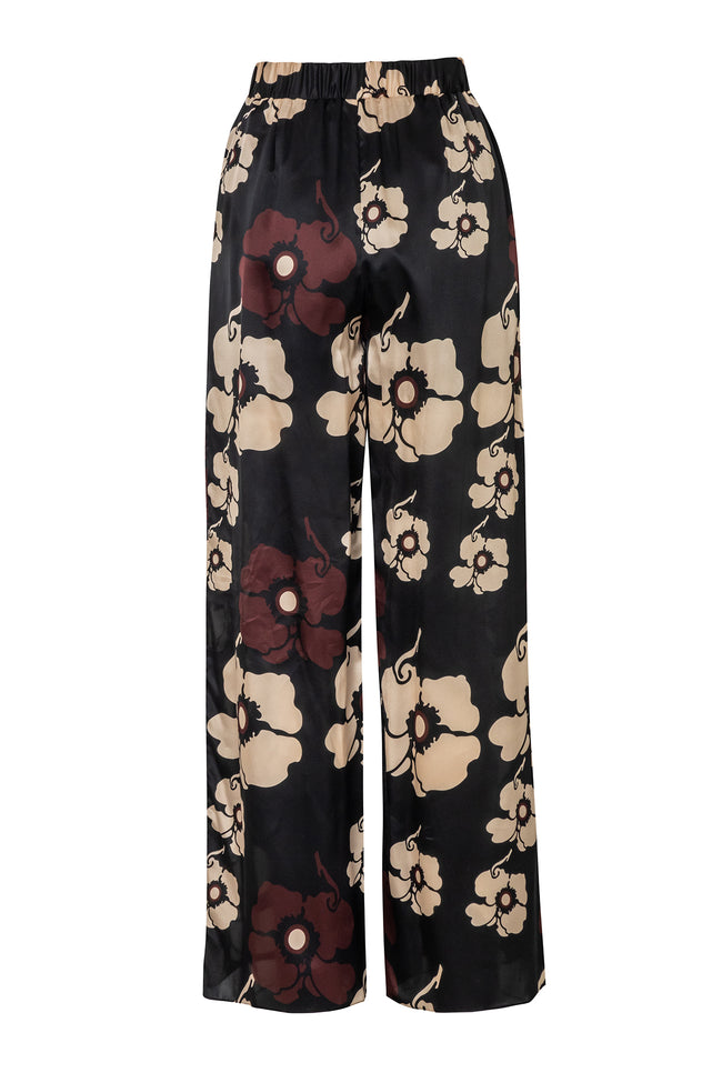 Pants Juan De Dios Athenas Silk Pants in Black Floral Juan De Dios