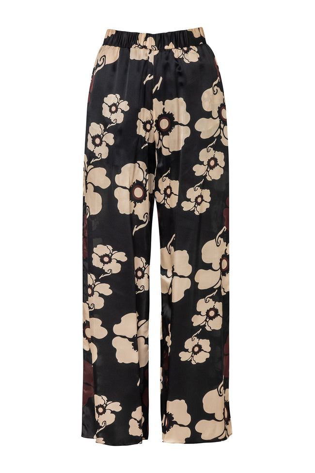 Pants Juan De Dios Athenas Silk Pants in Black Floral Juan De Dios