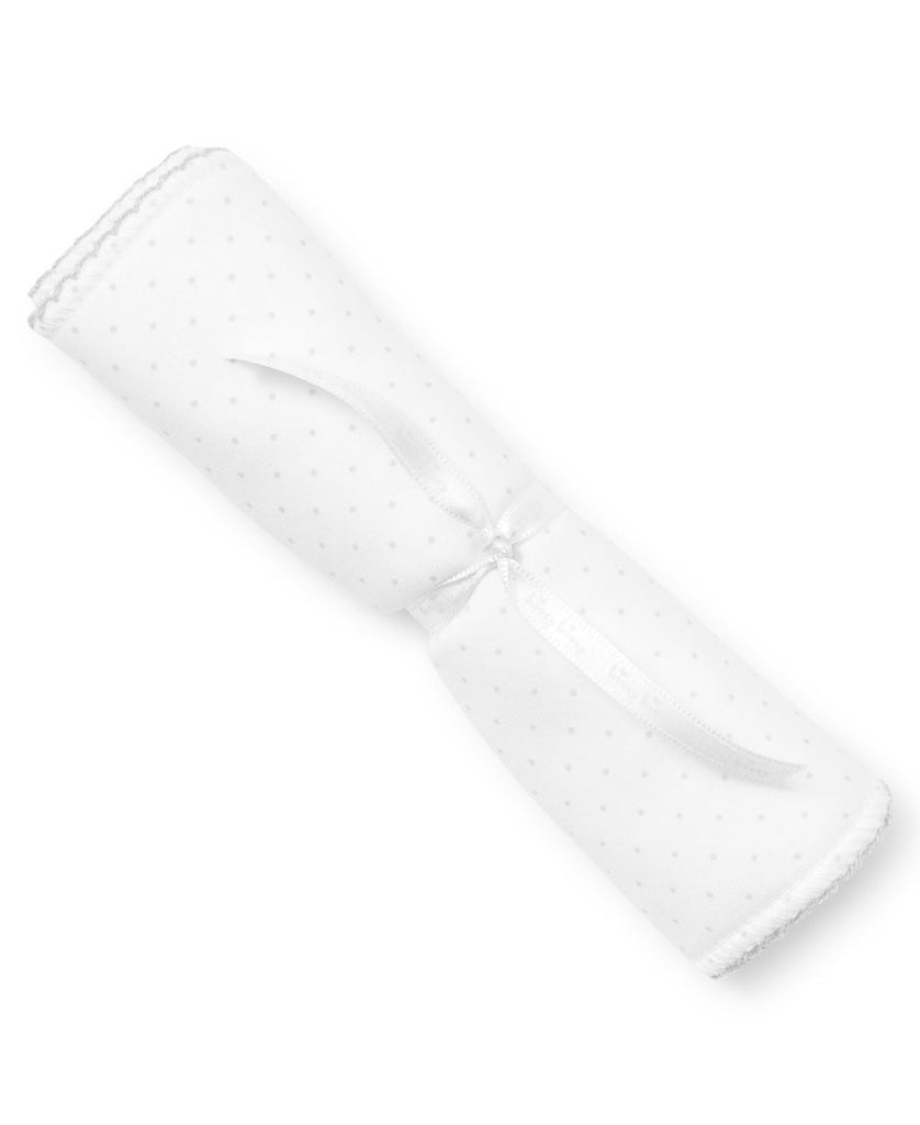 Baby Kissy Kissy Burp Cloth in White and Silver Kissy Kissy