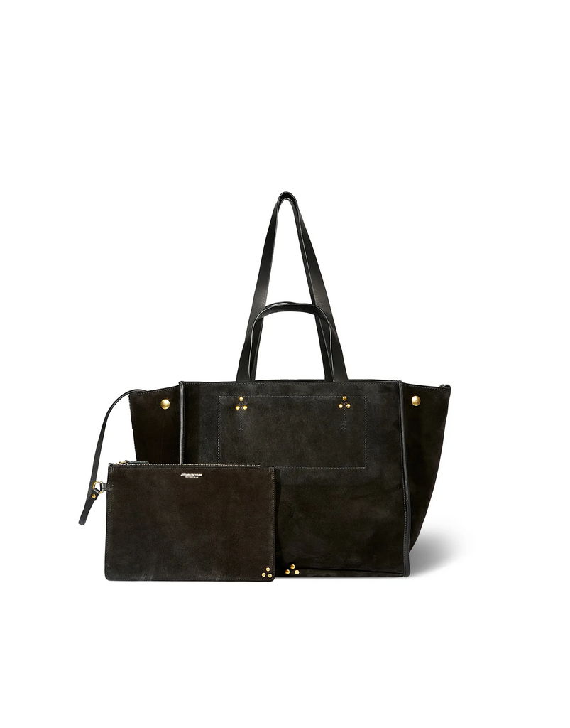 Handbags Jerome Dreyfuss Medium Leon Bag in Suede Noir Jerome Dreyfuss
