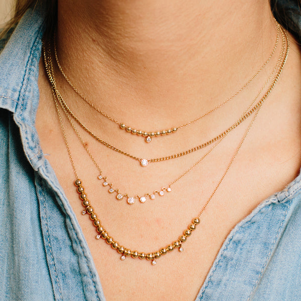 Necklaces Zoe Chicco X-Small Diamond Curb Chain Necklace in Yellow Gold Zoe Chicco