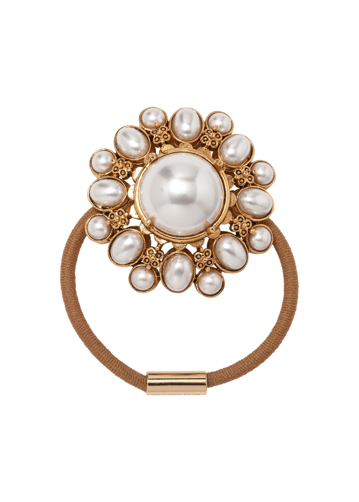 Hair Accessories Jennifer Behr Earla Ponywrap in Pearl and Gold Jennifer Behr