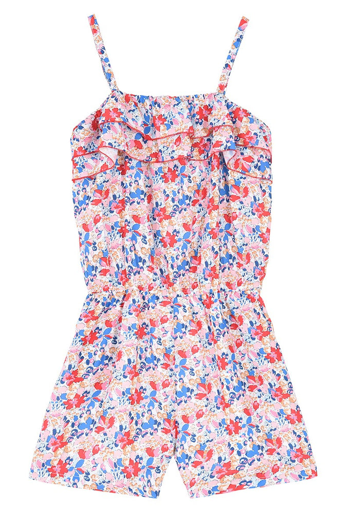 Jumpsuits & Rompers Molly Bracken Floral Romper in Blue and Poppy Molly Bracken