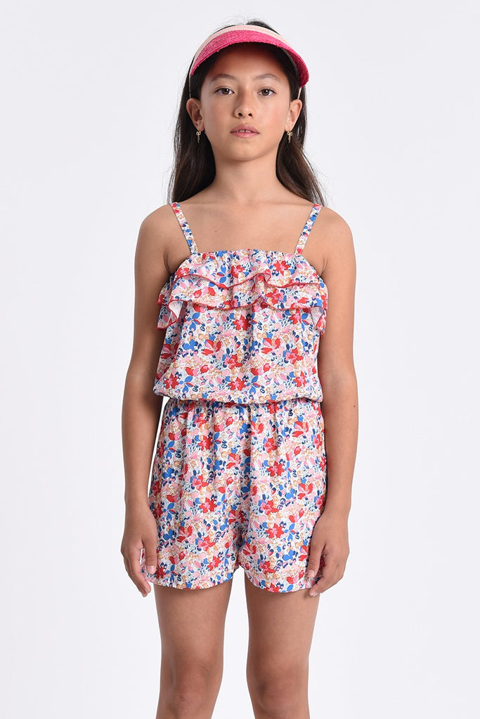 Jumpsuits & Rompers Molly Bracken Floral Romper in Blue and Poppy Molly Bracken