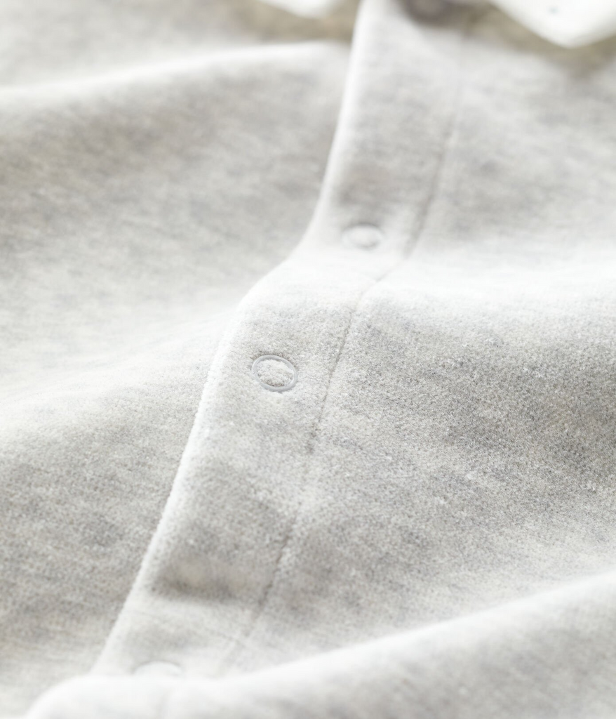 Baby Petit Bateau Velour Onesie in Grey Petit Bateau