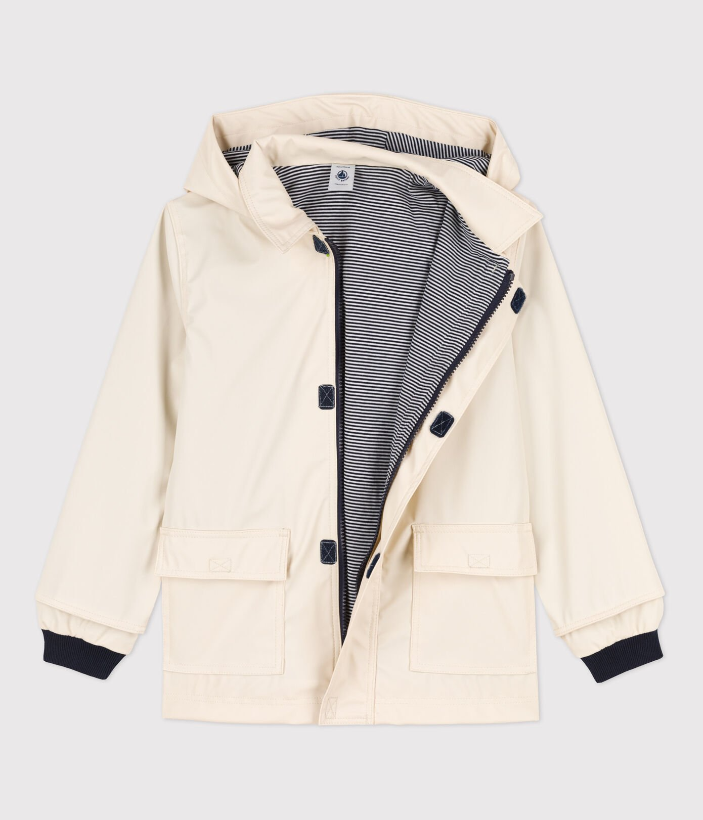 Girls + Boy Petit Bateau Kids Raincoat in Cream Petit Bateau