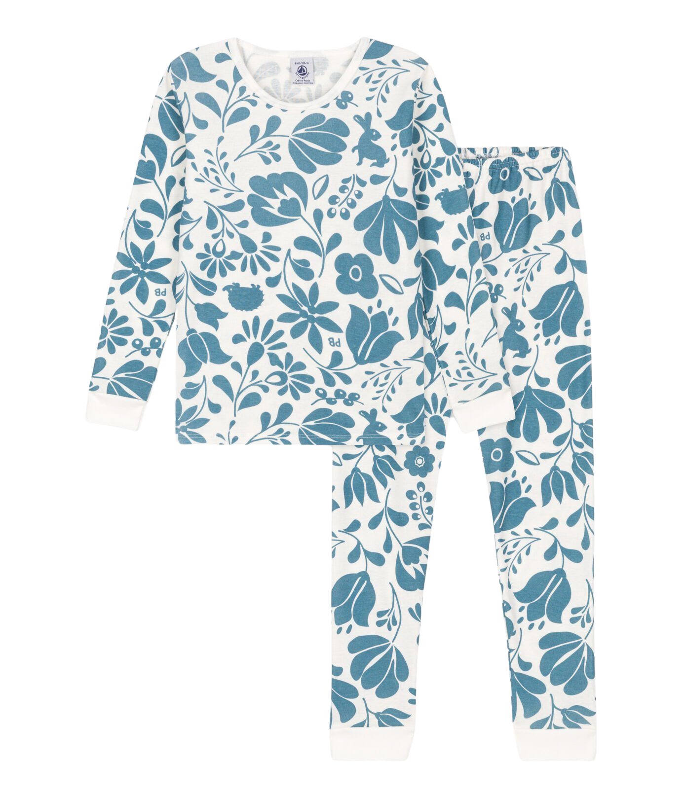 Floral PJs in White and Blue – Serafina