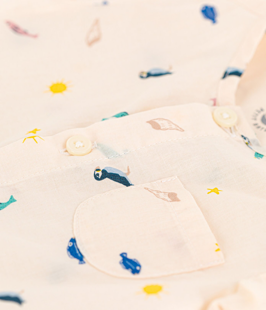 Baby Petit Bateau Baby Romper in Fish and Bird Petit Bateau