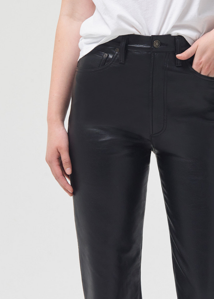 Leather Pants Agolde Recycled Leather 90's Pinch Waist Pants in Black Agolde