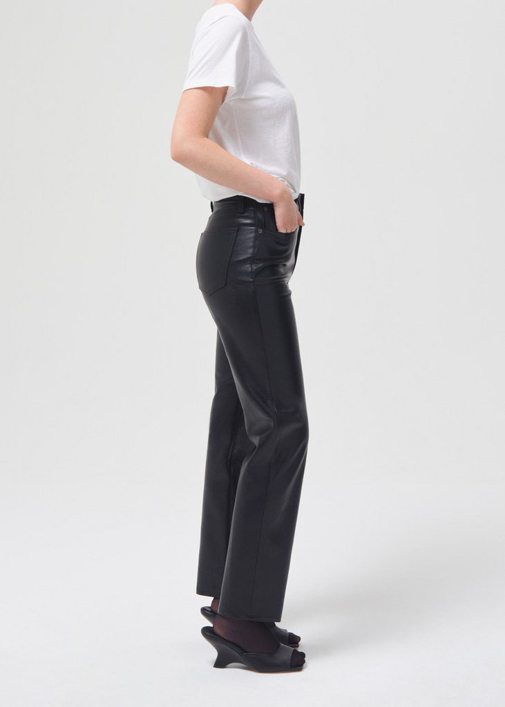 Leather Pants Agolde Recycled Leather 90's Pinch Waist Pants in Black Agolde