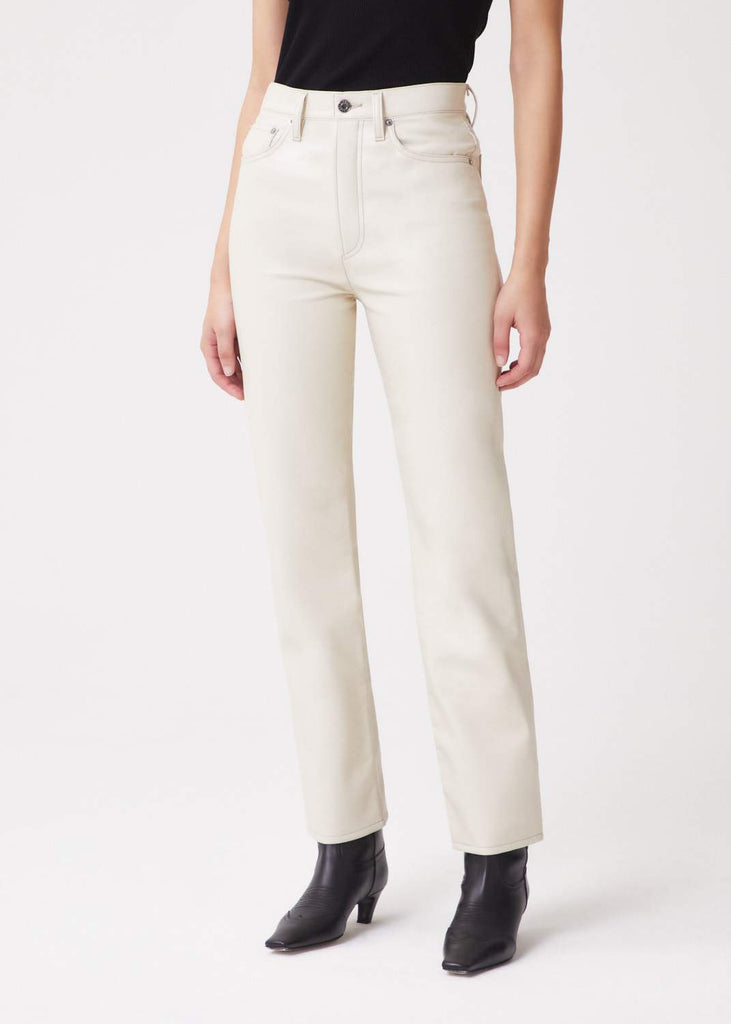 Leather Pants Agolde Recycled Leather 90's Pinch Waist Pants in Cream Agolde