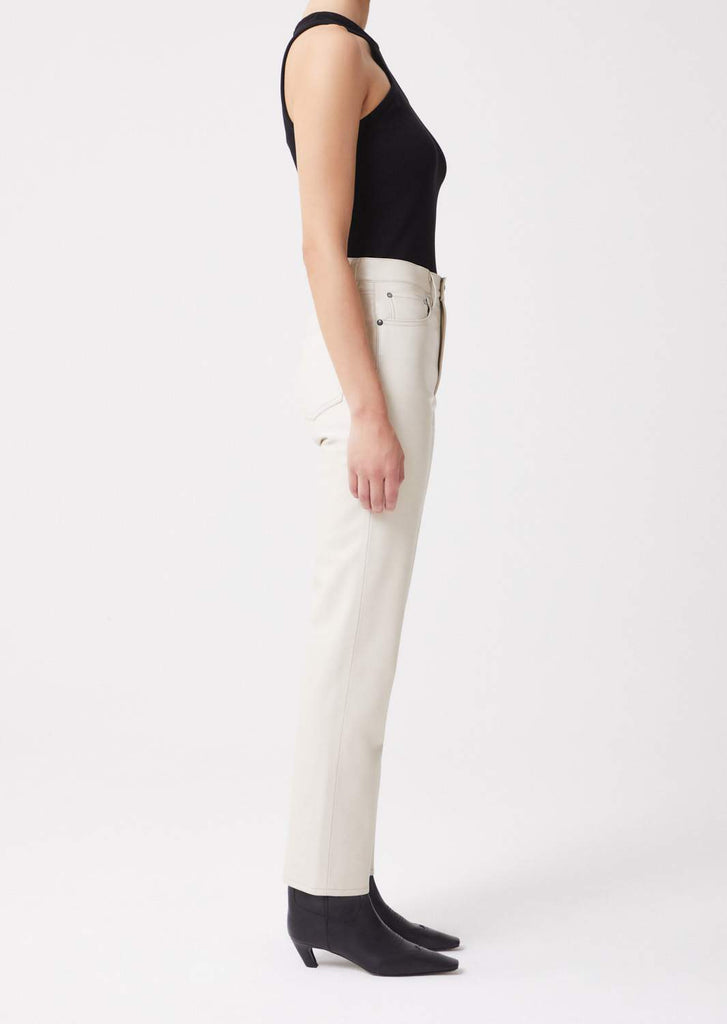 Leather Pants Agolde Recycled Leather 90's Pinch Waist Pants in Cream Agolde