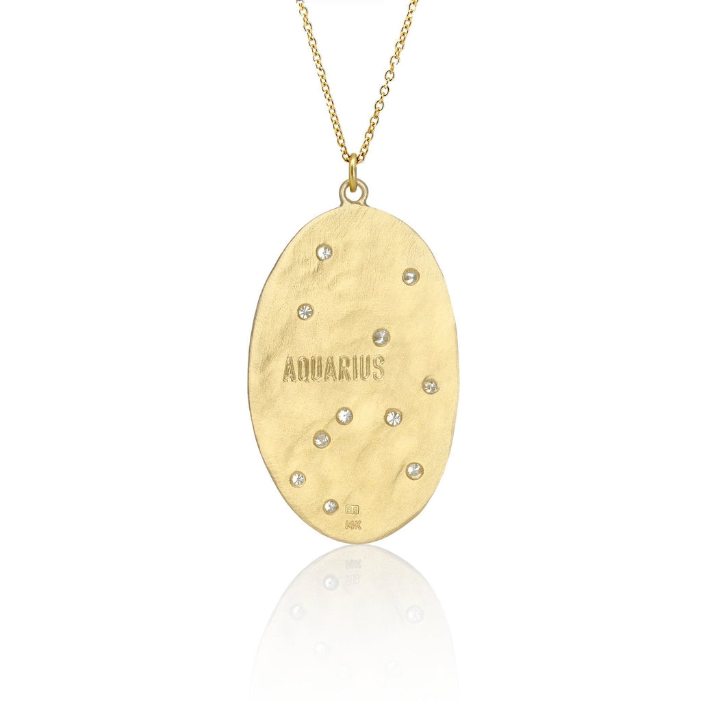Necklaces Brooke Gregson Aquarius Astrology Necklace in Yellow Gold Brooke Gregson